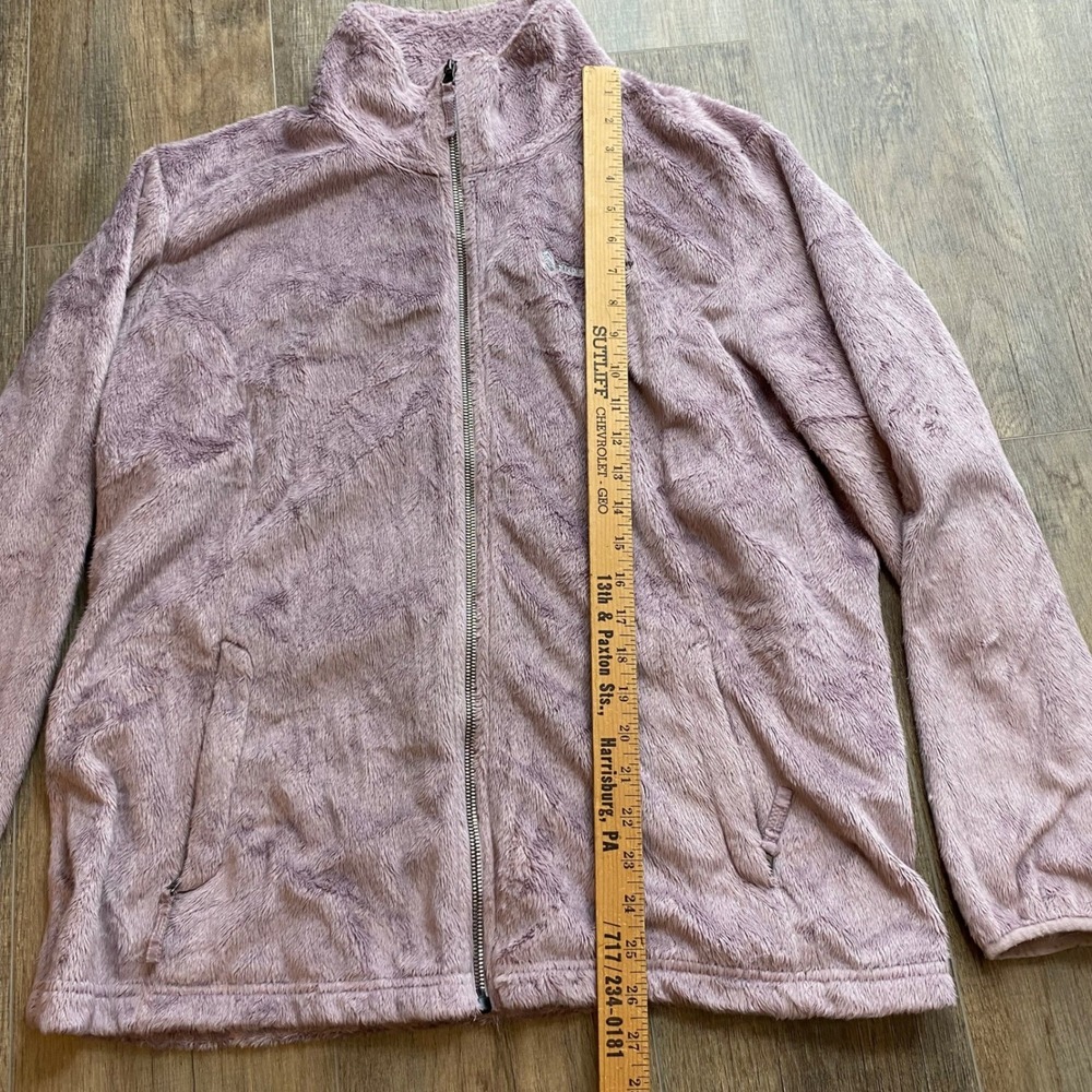Free Country Womens XXL Mauve Faux Fur Full Zip Fleece Jacket Mock Neck Plush - Picture 7 of 7
